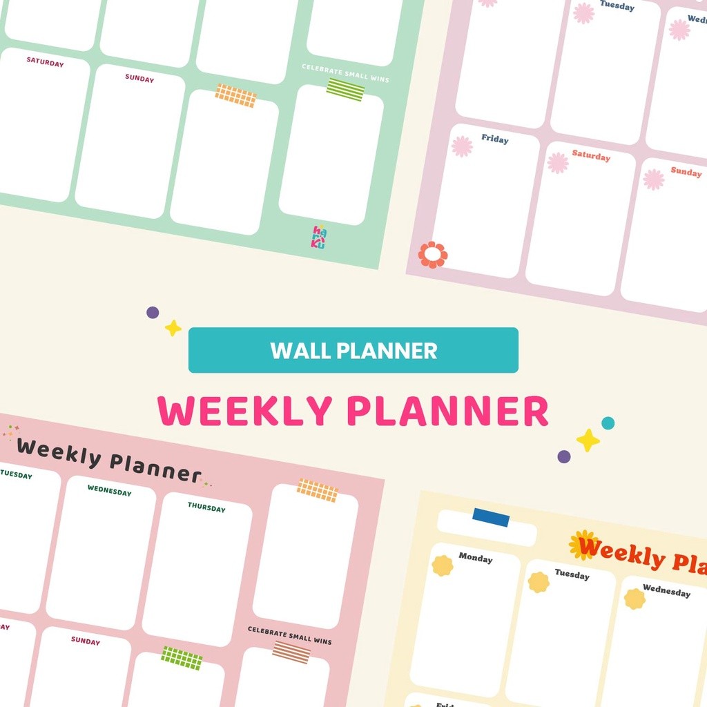 

Weekly Planner Schedule Board - Wall Planner - Hariku Studio
