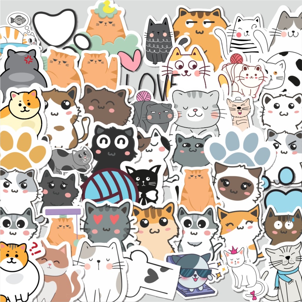 

Stiker Cutting Pack Sticker Hewan Kucing Isi 100Pcs Series Aesthetic Lucu Keren Untuk Koper Bahan Vynil
