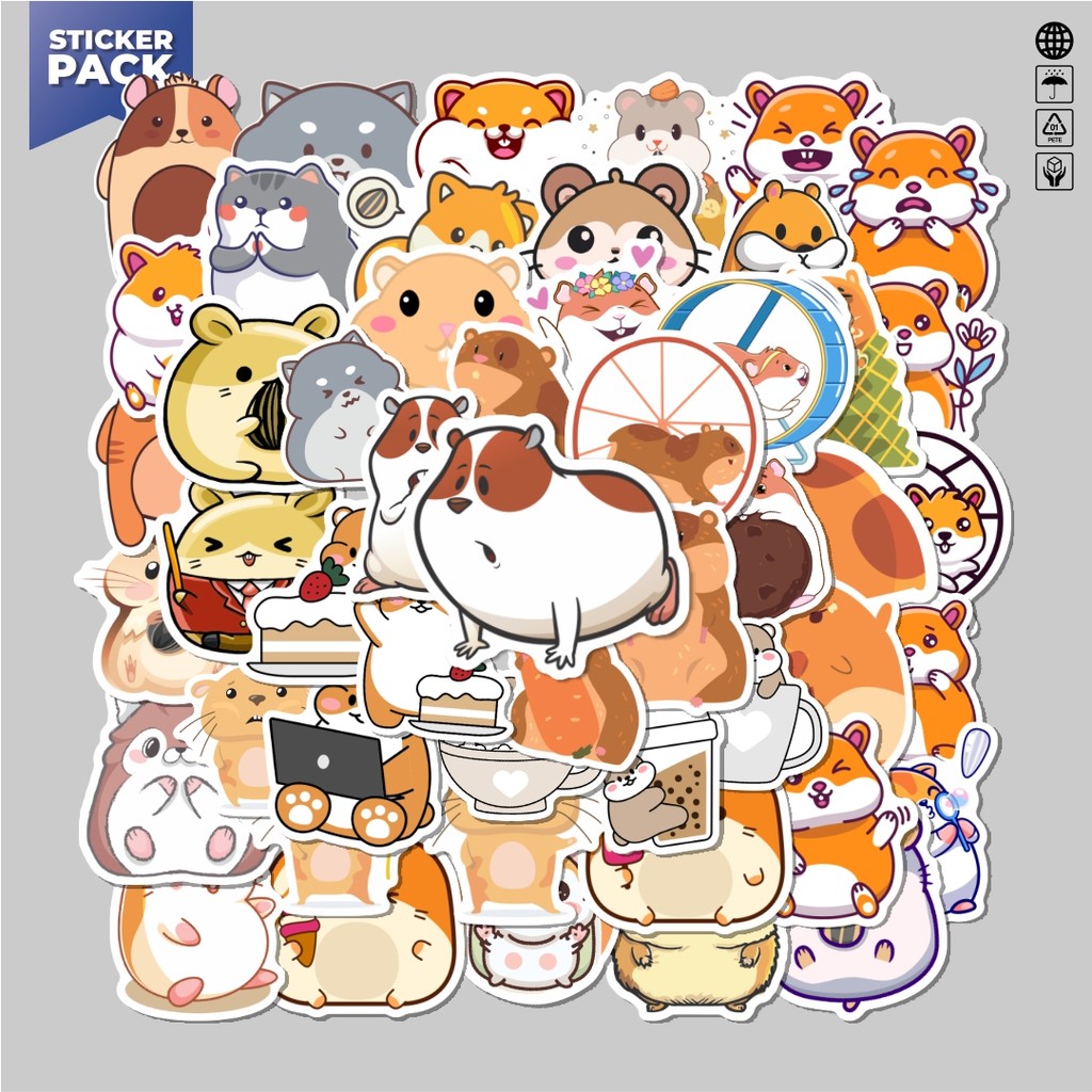 

[100PCS]Stiker Pack Sticker Hewan Hamster Aesthetic Vinyl Anti Air Dekorasi Sticker Laptop Buku Journal Koper Helm Casing HP Gitar Helm Skateboard