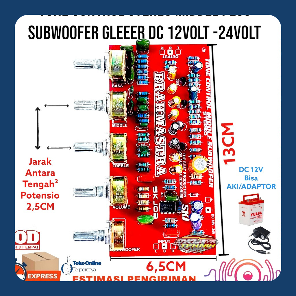 TONE CONTROL STEREO MIDLE PLUS SUBWOOWER DC 12V