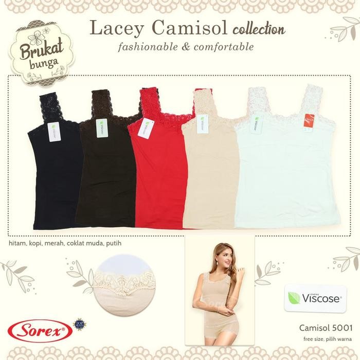 Tank Top/ Camisol Sorex Renda Lebar 5001 - Ungu Muda
