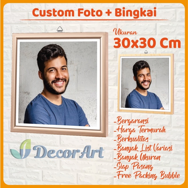 [CUSTOM] 30X30 Cm - PREMIUM Custom Foto Plus Bingkai Siap Pasang Media Papan MDF HMR