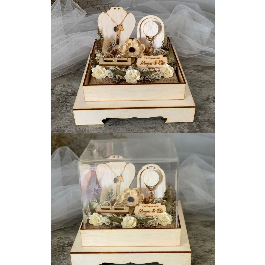 Kotak Hantaran Perhiasan Kayu Full Set Ukiran NamaCO