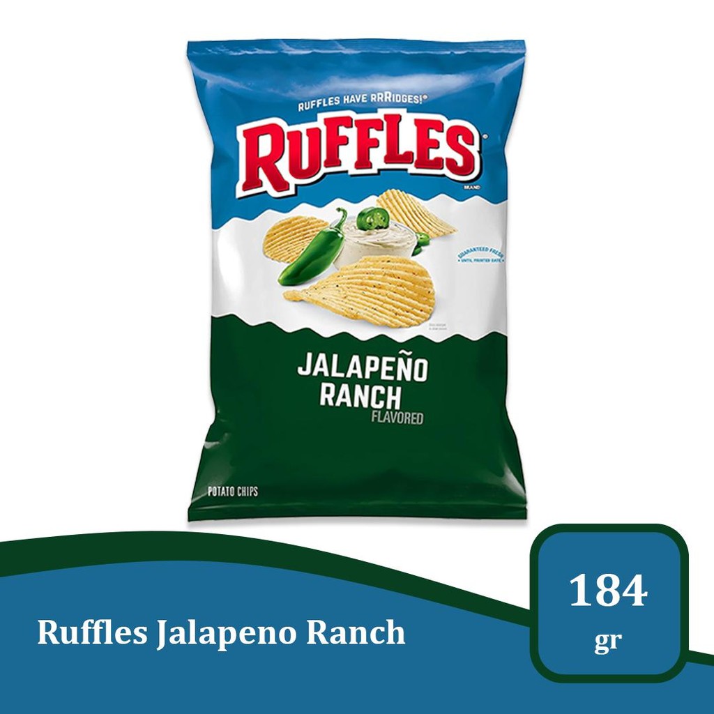 

Ruffles Jalapeno Ranch 184gr - Keripik Kentang Pedas Gurih Import USA