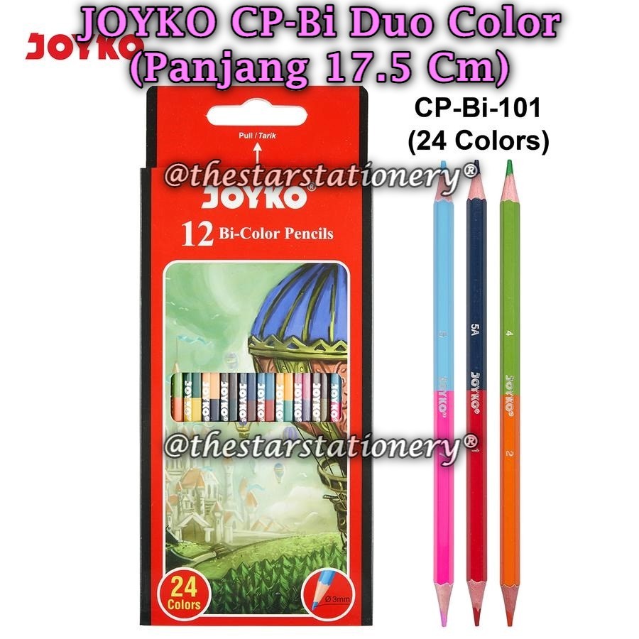 

(1 Set Isi 24 Warna) GROSIR Pensil Warna JOYKO CP-Bi101 24 Warna Duo Color / Pensil Warna Bi-Color