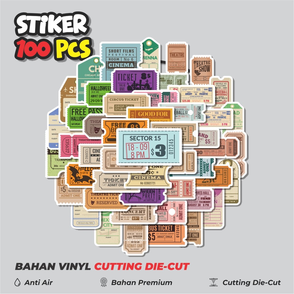 

Terbaru! 50 pcs Sticker Old Tiket Sticker Dekorasi Lucu Kreatif untuk Notebook, Skateboard, HP
