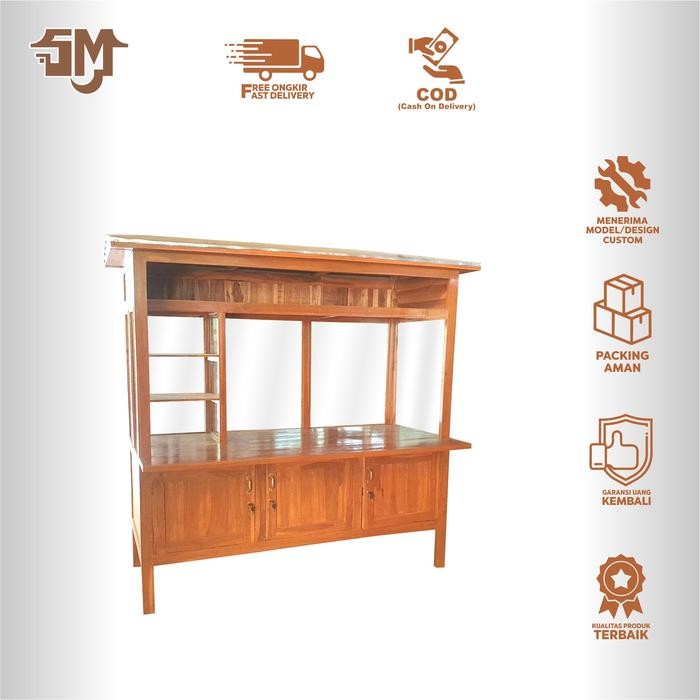 Gerobak Jualan/Grobak Minuman boba/Grobak Minuman Kekinian - Kayu Mahoni