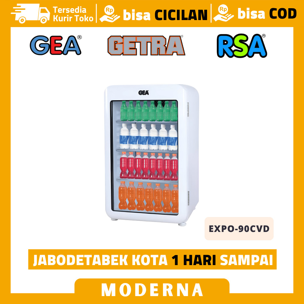 Showcase Freezer Mini Kaca Lengkung Gea Expo-90CVD 90 Liter Display Beku mini