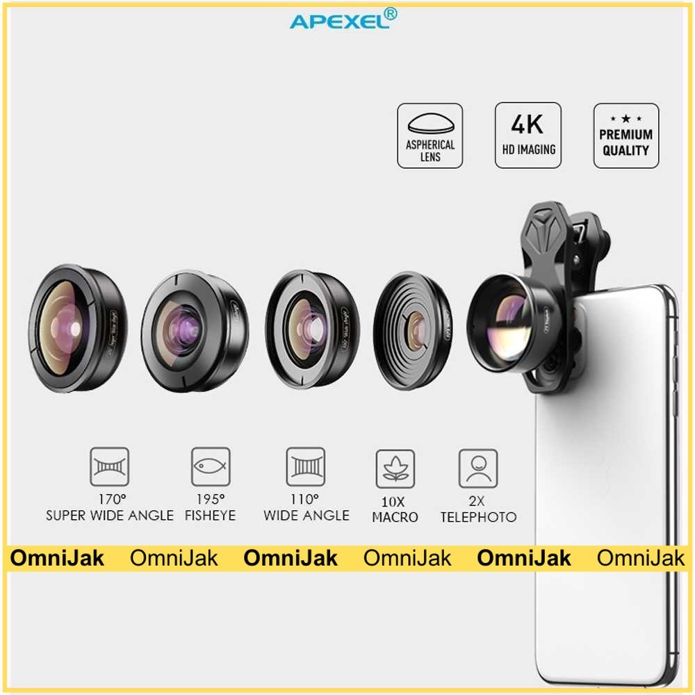 APEXEL Lensa Kamera Smartphone Universal Clip 5 in 1 Lens - APL-HB5