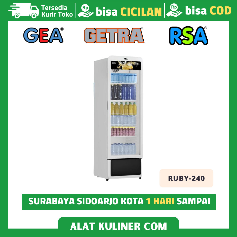 Kulkas Pendingin Showcase Pendingin Minuman 1 Pintu Kaca RSA RUBY-240 Liter