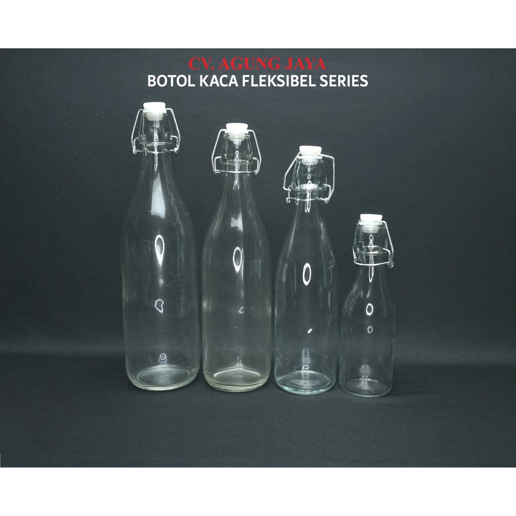 Botol Minuman/ Botol Kaca Bulat N 30 Fleksibel/Botol Madu/Botol Sirup/250/500/750/1000 Ml/Yk
