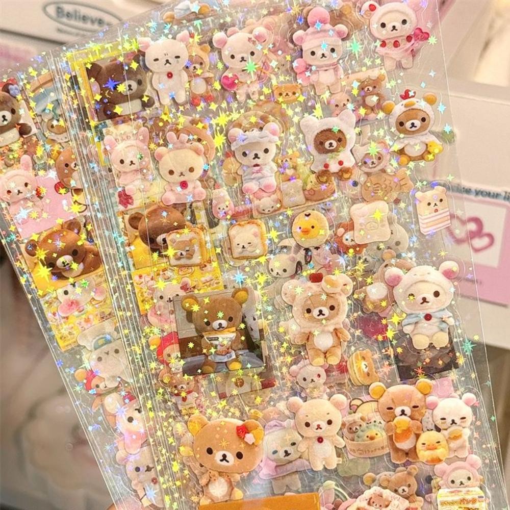 

5sheets Rilakkuma Waterproof Cutting film sticker Hand account materials Water cup Desktop decoration children DIY Card stickers