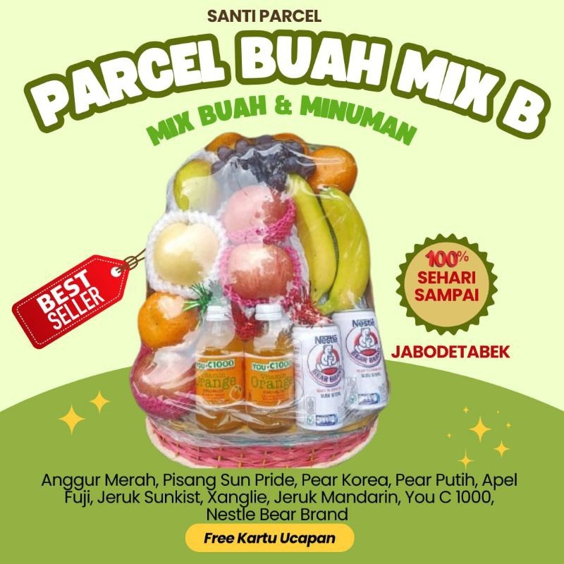 

parcel buah/ hampers premium + Mix minuman You C 1000 dan susu bear brand Tipe B