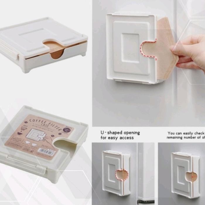 Coffee Filter Paper Magnetic Storage Box Holder Case V60 Inomata Japan - Cokelat