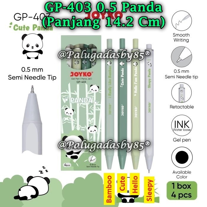 

(1 Biji) Gelpen JOYKO GP-403 Panda 0.5 mm Hitam / Gel Pen Pulpen Pena Joyko GP-403 Panda (1 Biji)