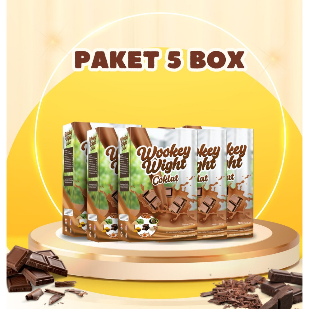 

PAKET 5 BOX Wookey Weight - Susu Penambah Nafsu Makan Dan Penggemuk Badan Rasa Coklat PROMO
