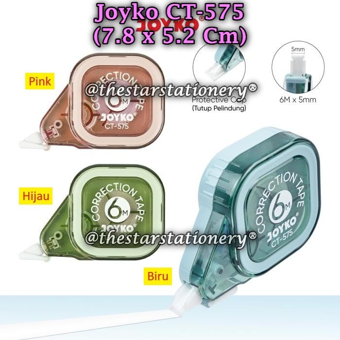 

(1 Biji) Correction Tape JOYKO CT-575 (6Mx5mm) / Pita Koreksi Correction Tape Joyko CT-575 (1 Biji)