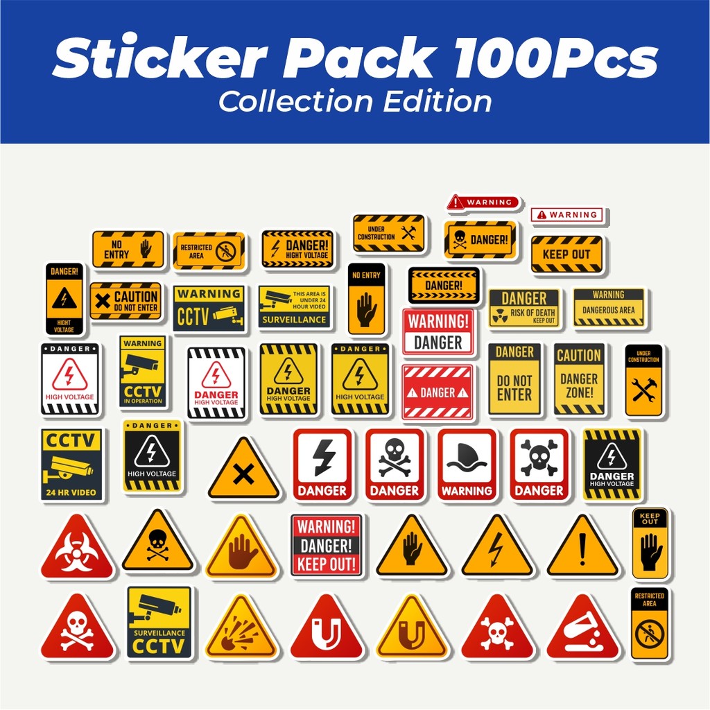 

Hot Stiker Warning Icons [Ikon Peringatan] Lucu Anti Air Stikers Berperekat Waterproof Sticker Decal Buat Motor Helm Buku Journal Koper Casing HP Laptop Botol Minum