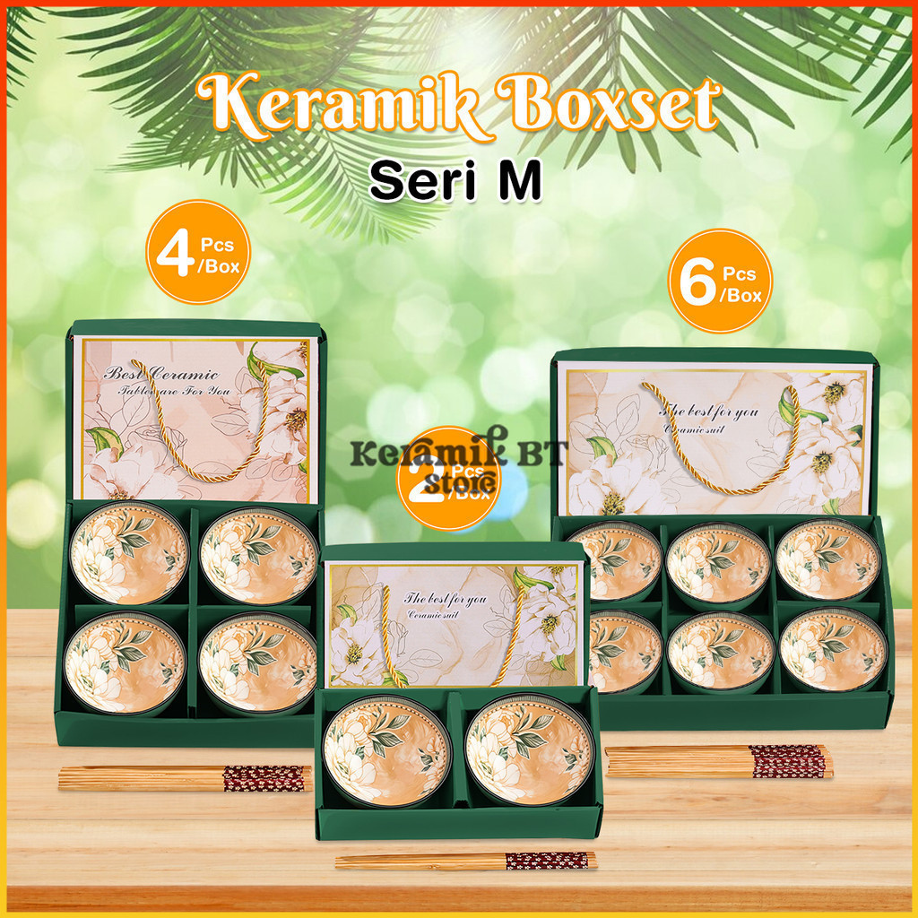 NEW  Hampers Parcel Gift Set Keramik peralatan makan porselen / Mangkok Boxset Seri-M keramik Souven