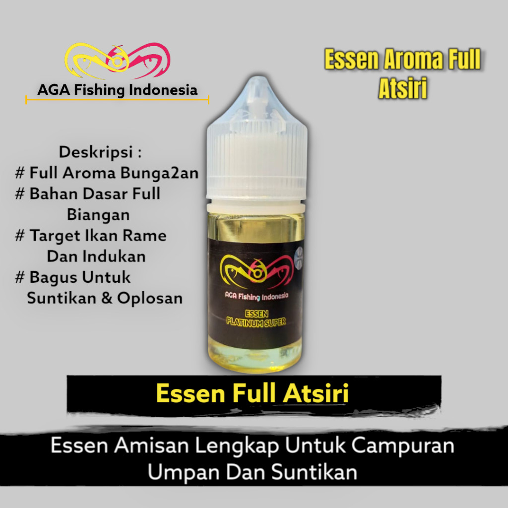 

AGA Essen Esen Aroma Full Atisiri Untuk Campuran Umpan Pancing Ikan 30ml