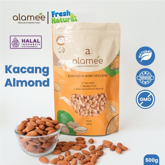 

ALAMEE Kacang Almond Almon Kupas Panggang Premium Roast Roasted Grade A California 500 Gram Oven Siap Makan Crispy Asli Cemilan Gurih Matang Tanpa Kulit Murah fresh and natural
