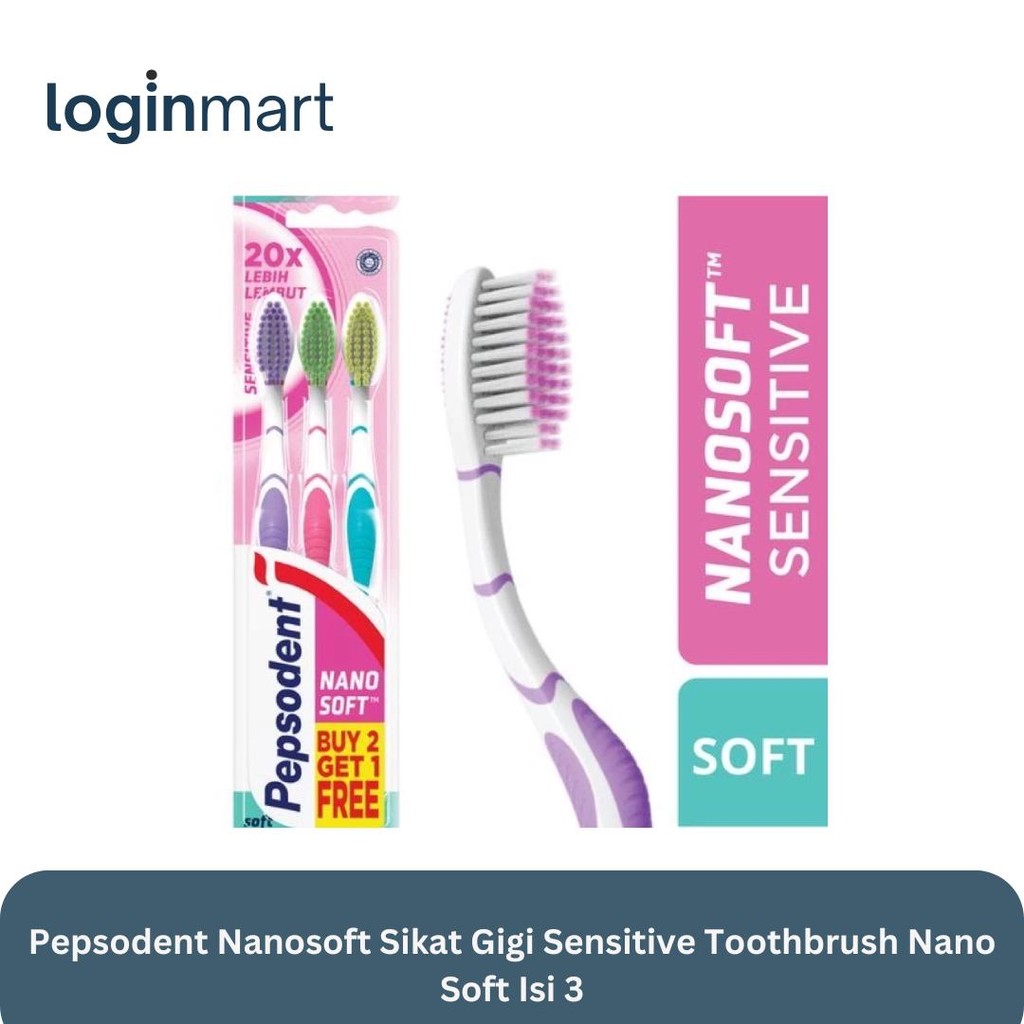 Pepsodent Nanosoft Sikat Gigi Sensitive Toothbrush Nano Soft Isi 3	