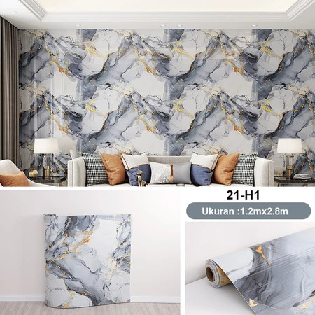 KENDI HOME SIDOARJO Wallpaper Dinding Motif Marble Roll 120 x 280cm Sticker Dekorasi Kamar PET Panja