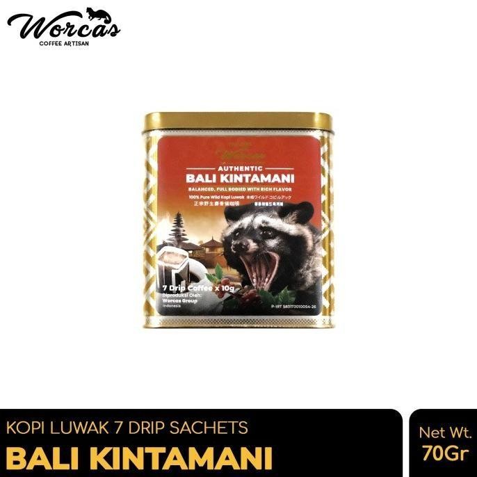 

WORCAS Kopi Luwak Bali Kintamani Drip Filter 70gr Tin Can Original 100%