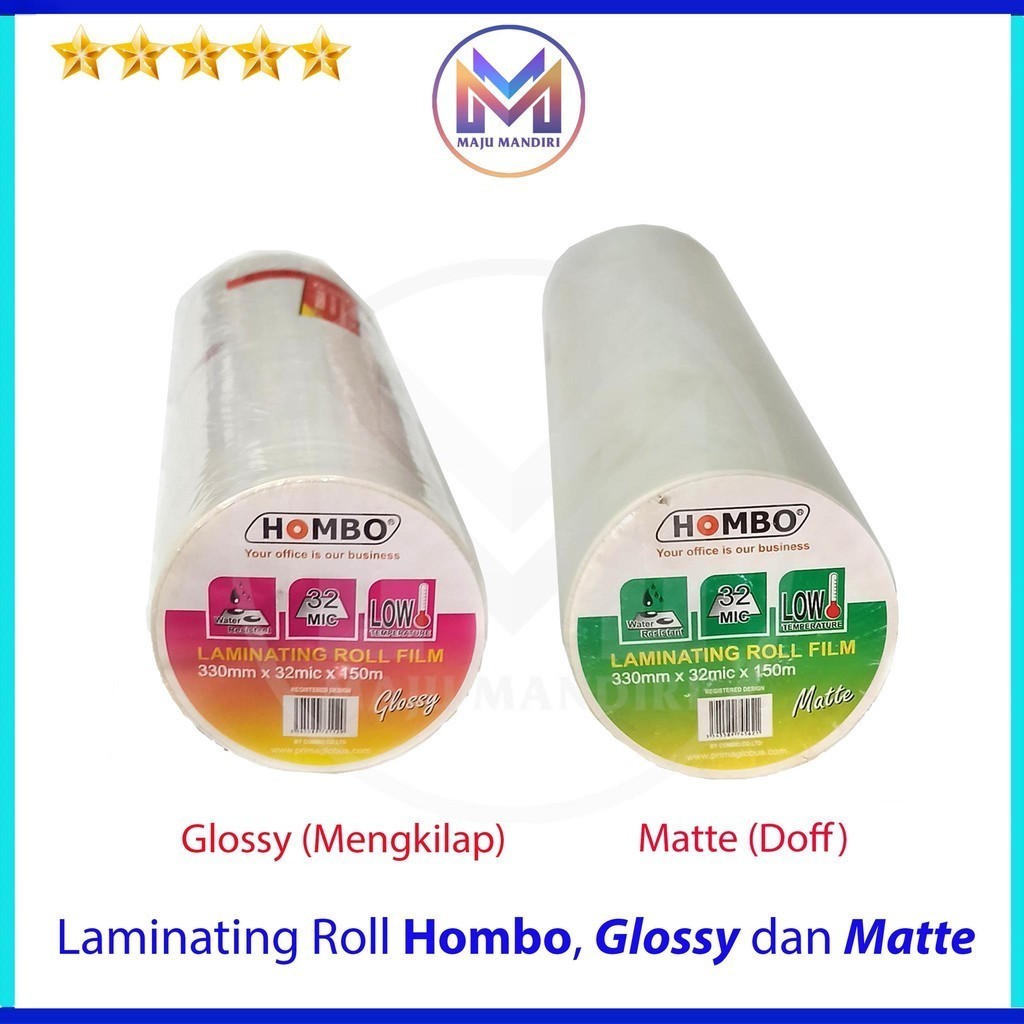 

Laminating Roll Hombo Lebar 330 mm Matte - Glossy / Laminasi Panas
