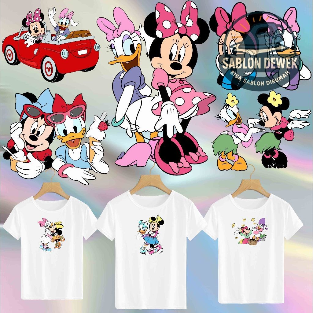 

SABLON STICKER DTF UKURAN A5 TEMA MINNIE AND DAISY