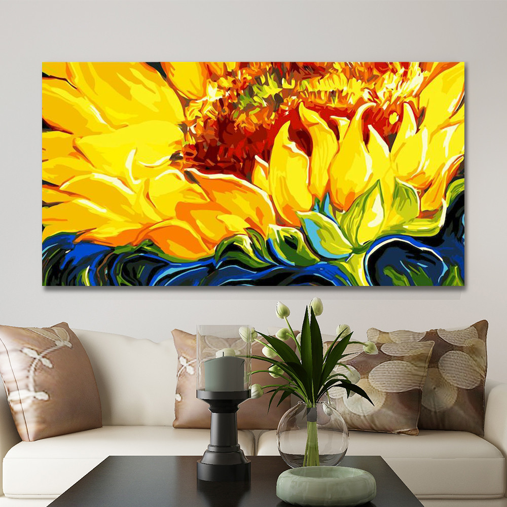 

GATYZTORY 60x120cm Frame DIY Painting By Numbers Sunflower Paint On Canvas Large Size For Living Room Arts