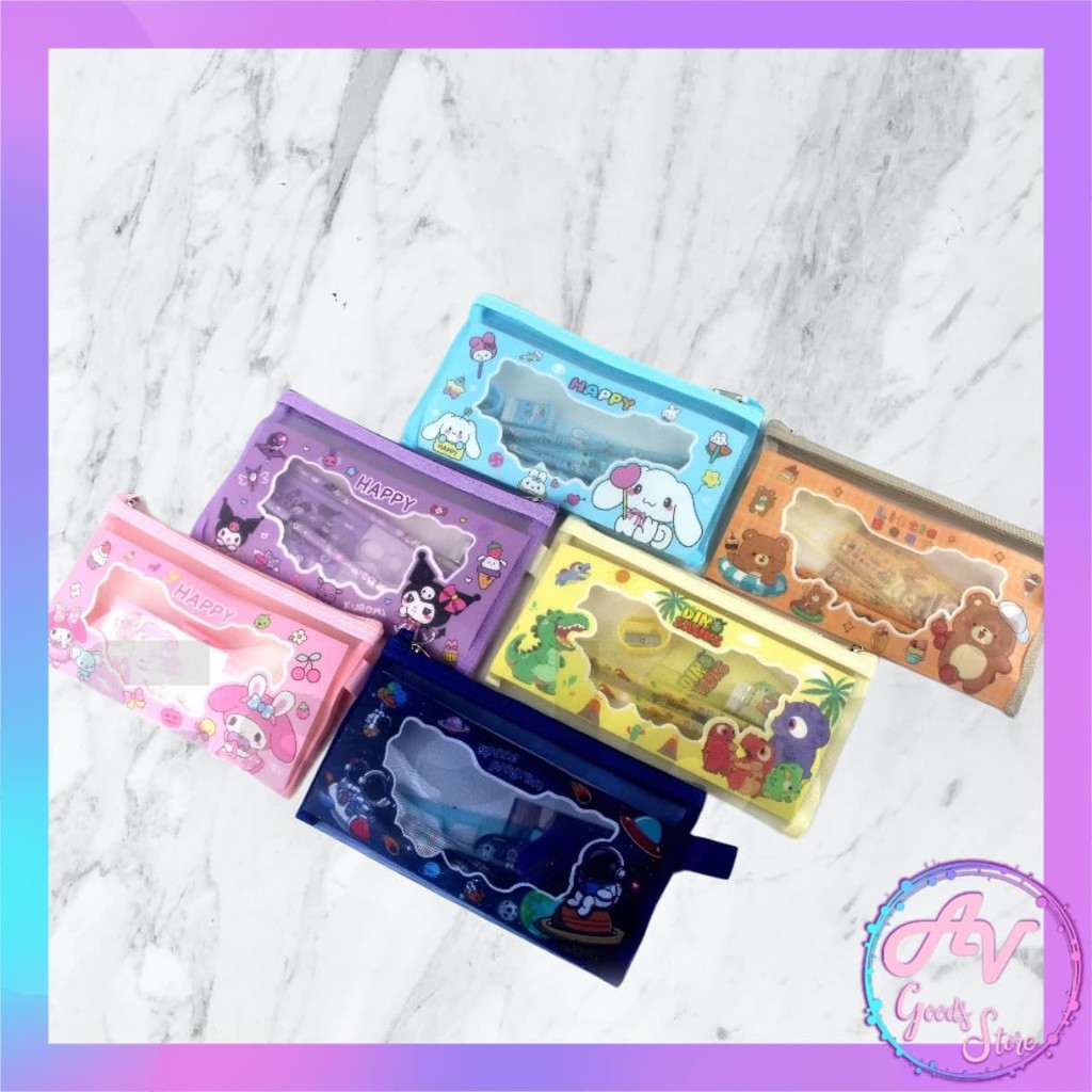 

Stationery Set Zipper Jaring 7in1 6017 / Alat Tulis Set Karakter / Paket Alat Tulis Sekolah Fancy Lucu