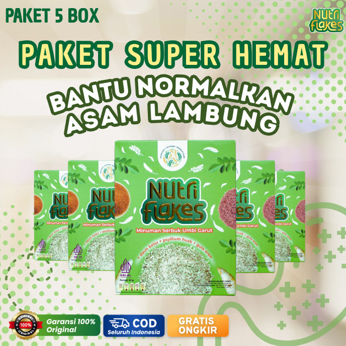 

NUTRIFLAKES 100% ORIGINAL | Official Store Asli | Sereal Asam Lambung Ampuh Atasi Maag Kronis dan Gerd PAKET HEMAT 5 BOX
