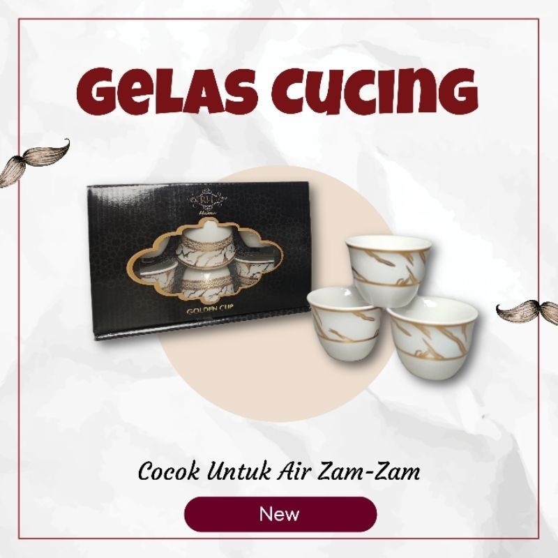 Gelas Cangkir Arab Air Zamzam Kecil Unik Motif Kabah Cucing Estetik 6 Pcs Premium Oleh Oleh Umroh