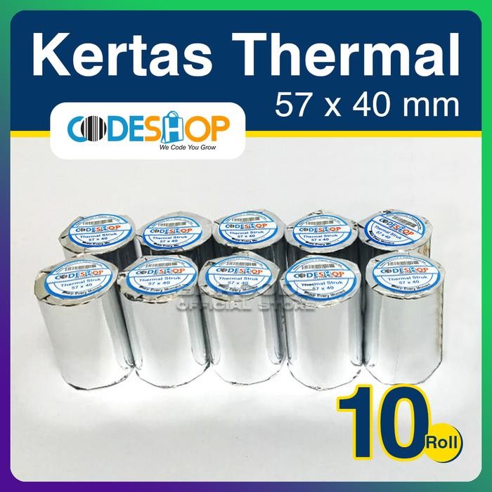 

TERLARIS! ( 1 Pack ) Kertas Thermal 58 X 40 mm Roll Kasir Mobile Printer Unmerk - Codeshop 57x40