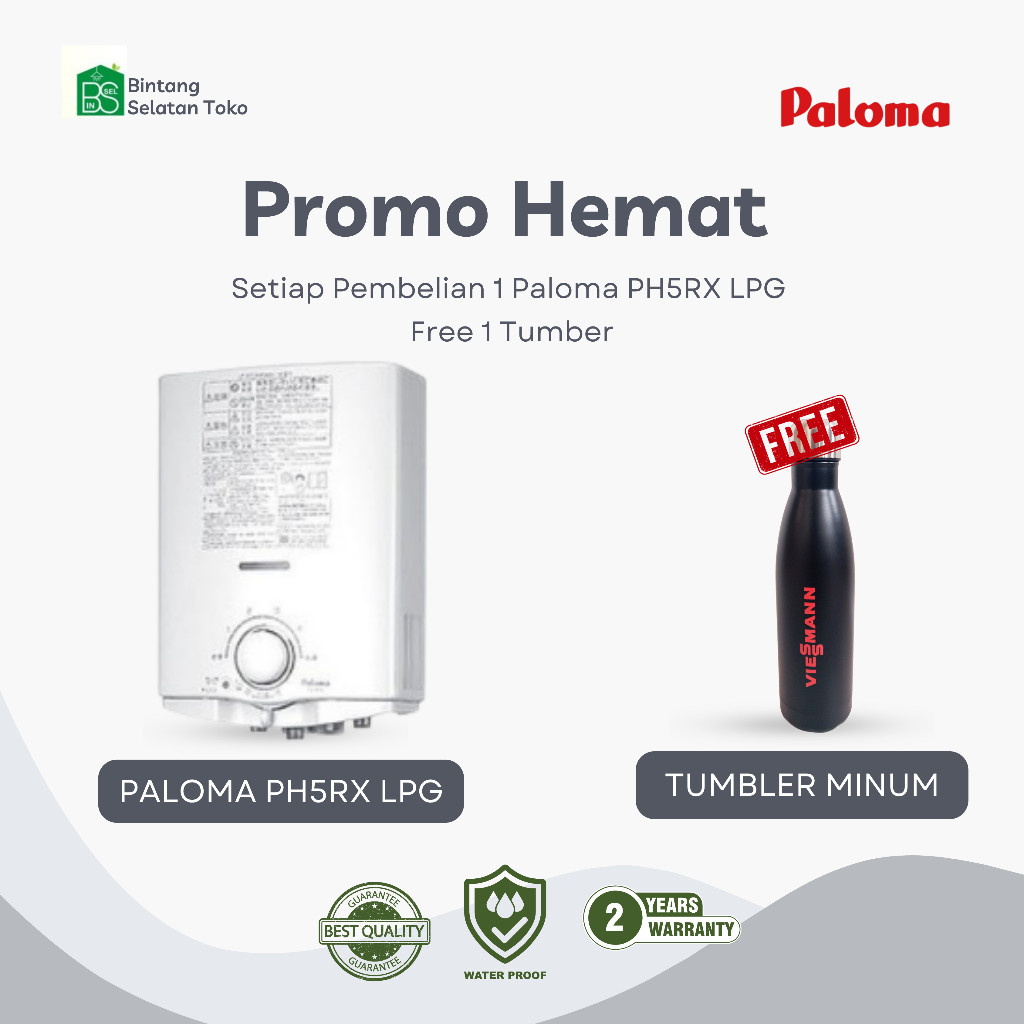 WATER HEATER PALOMA GAS PEMANAS AIR LOW PRESSURE / PALOMA PH5RX CO