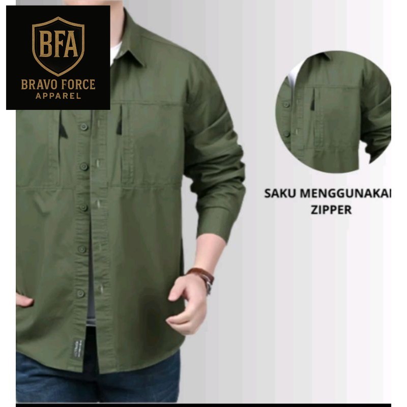 SIZE JUMBO Kemeja Tactical ZN/ Kemeja hiking/ Kemeja Lapangan/ Kemeja Reskrim/ Bahan american drill