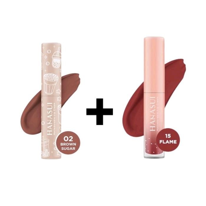 PAKET HEMAT OMBRE LIPS BROFLAME hanasui lipcream Bibir Kering Lasting Lipstick boba - -, -
