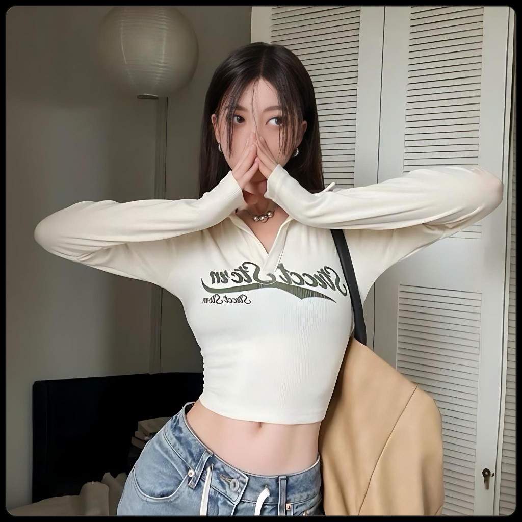 Longsleeve STREET STROM 01 / Kaos lengan panjang Crop Top Bahan Adem / Baju Wanita Lengan Panjang