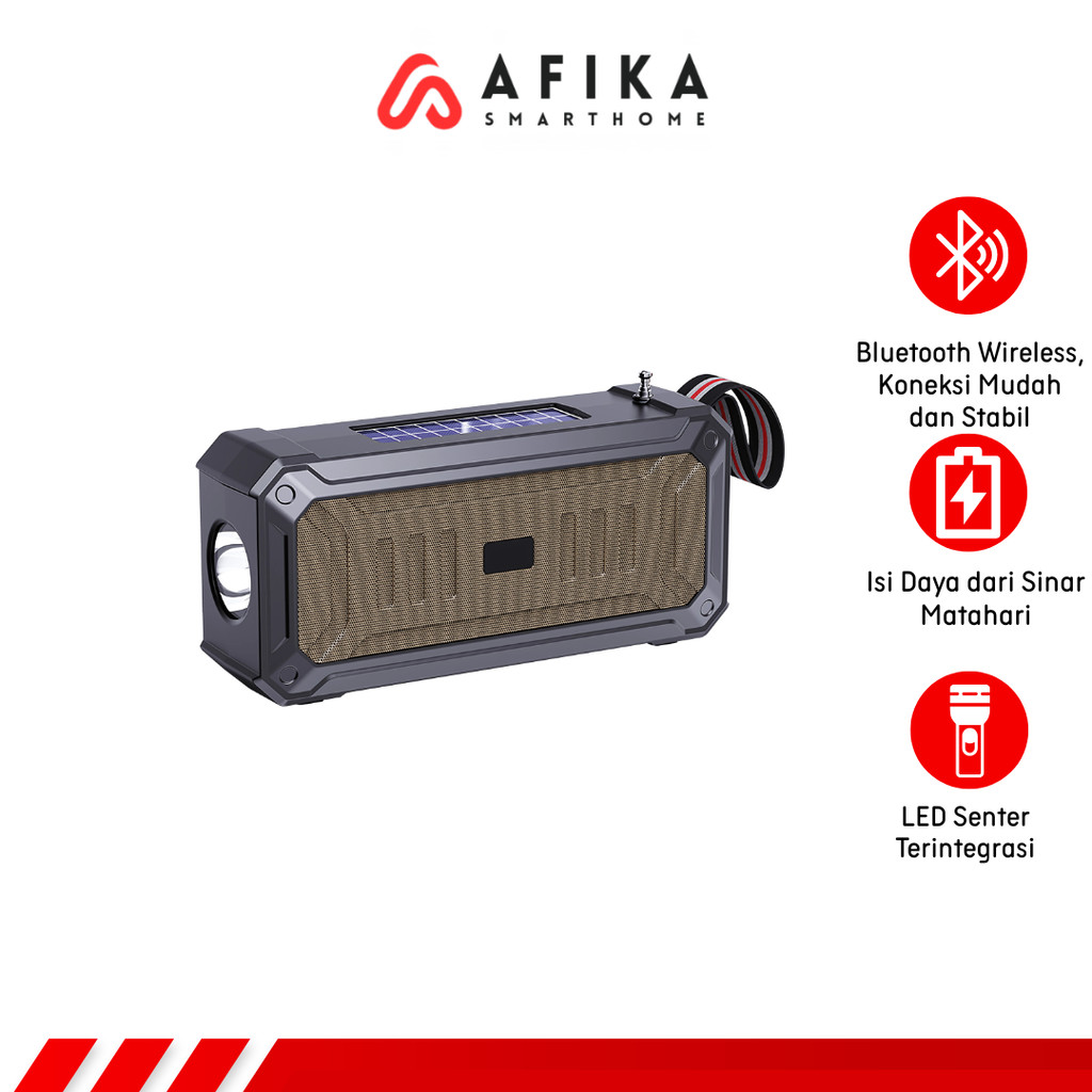 Speaker Bluetooth Portable Solar Charging FM Radio with Senter LED
