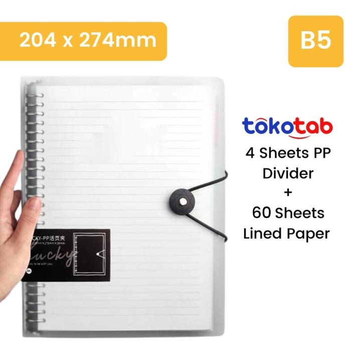 

NG Stationery - Buku Binder Ring A5 B5 Notebook Dilepas Cincin Besi Buku Tangan Buku PP Student Notepad - Clear B5+ Refill