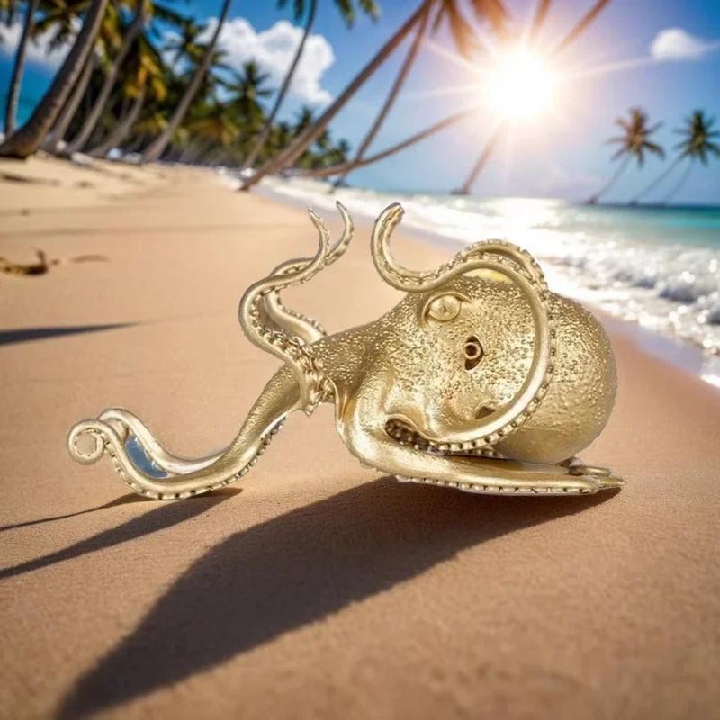

Creative Octopus Mobile Phone Stand Gold Octopus Decorative Ornament Pen Holder