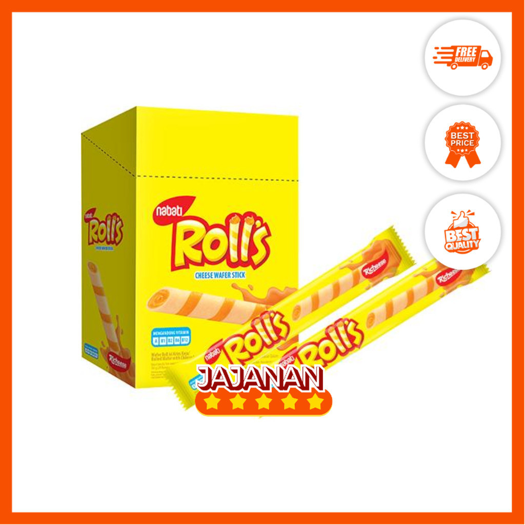 

Nabati Rolls Wafer Stik Keju/Coklat 1 Box Isi 20 pcs Jajanan Termurah