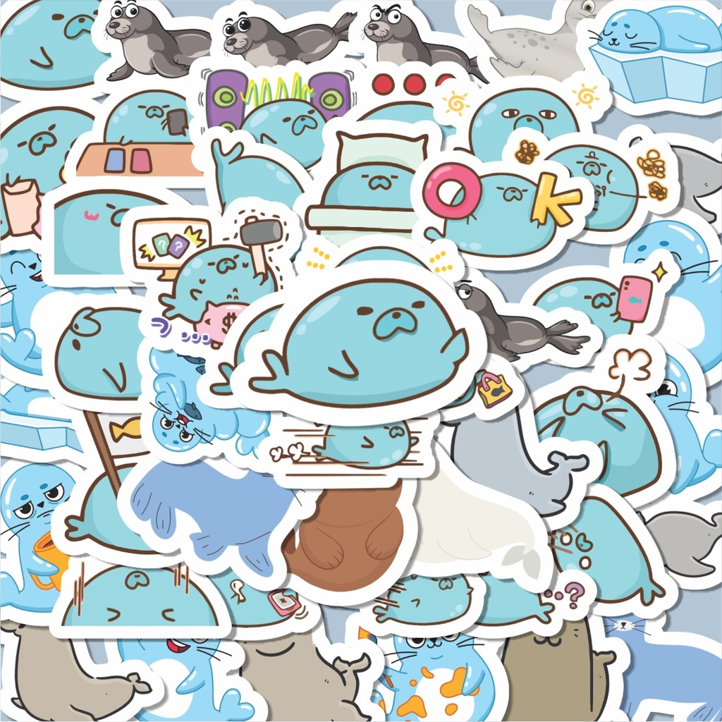 

100PCS Lucu Sticker Singa Laut Lucu Anti Air Stikers Berperekat Waterproof Sticker Decal Buat Motor Helm Buku Journal Koper Casing HP Laptop Botol Minum