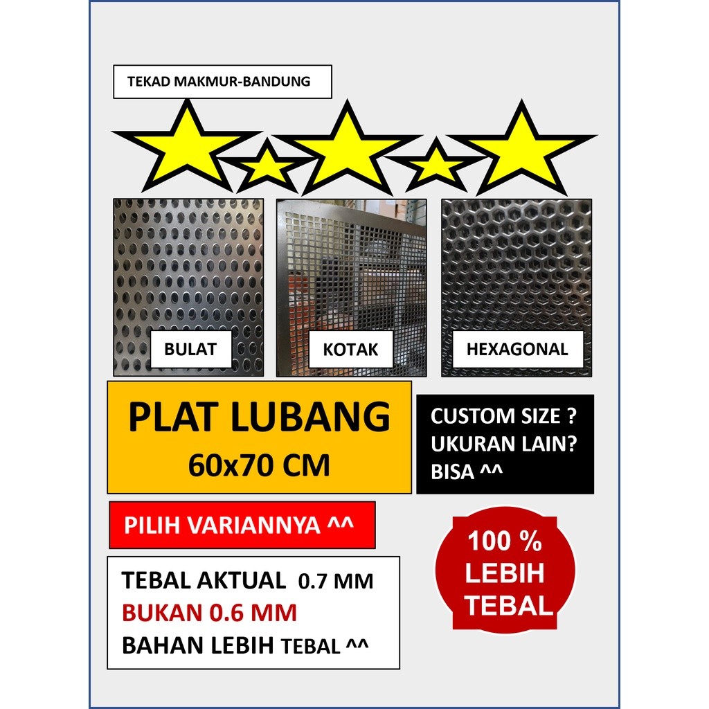 Plat 60x70 - Plat Besi Ram Speaker -  Ram Grill Plat Lubang