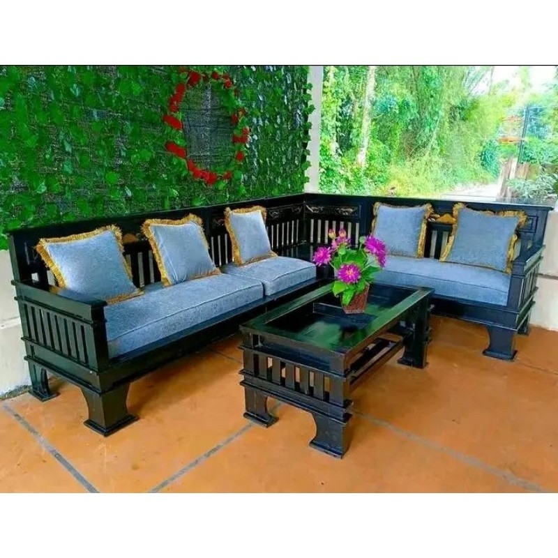 PROMO urniture kursi tamu sofa model sudut jari-jari / kursi tamu kayu jati / kursi tamu minimalis /