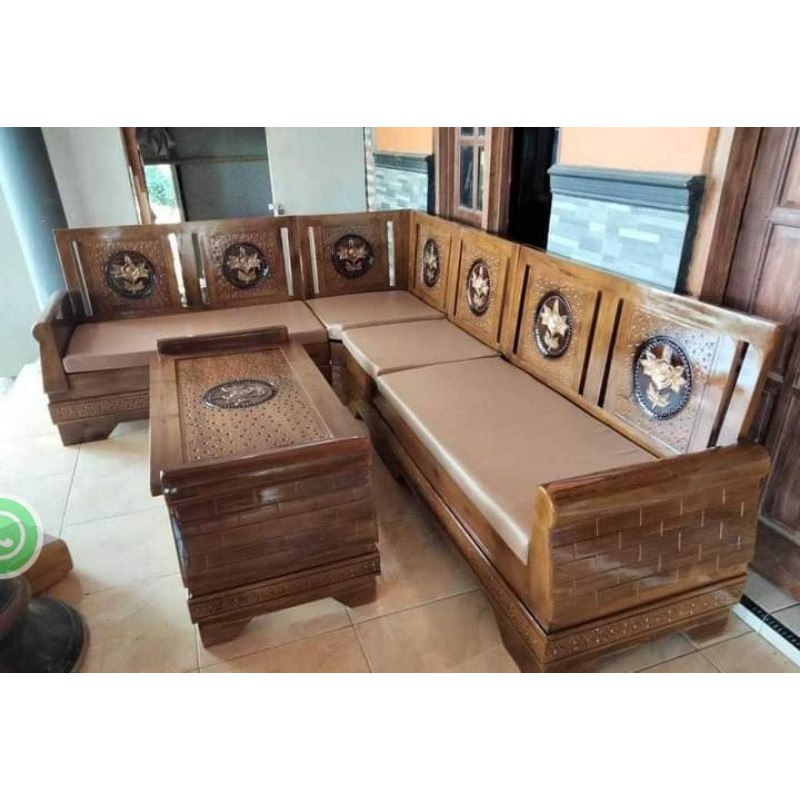 Furniture kursi sofa tamu model sudut piramid gelung / model kursi ruang tamu sempit / model kursi k