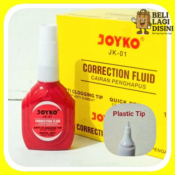 

JOYKO Correction Fluid JK-01 Tip ex Cair / Tip X Correction Tape Kertas Murah / Tipex ATK Stationary Cairan Koreksi / Penghapus Cair Tipe X Grosir JK01 JK 01