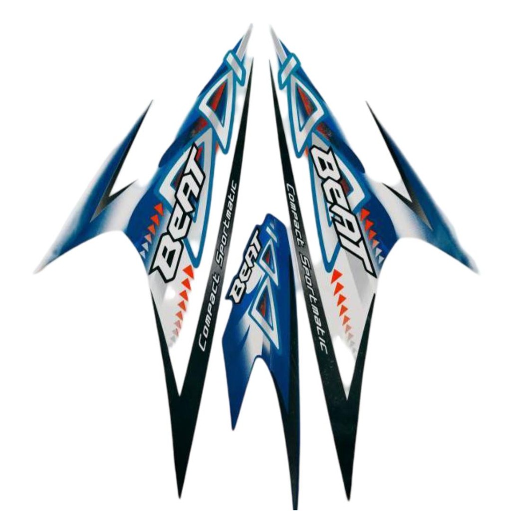 Stiker Striping Motor Honda Beat Karbu 2012 Putih Biru Full Body - Motorcycle stiker beat karbu