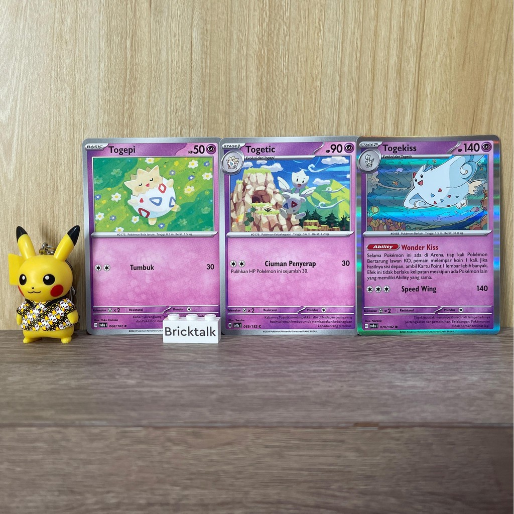 Kartu Pokemon TCG sv8s Togepi 068/182 C , Togetic 069/182 C , Togekiss 070/182 R Kilat Mengkilap, Ki